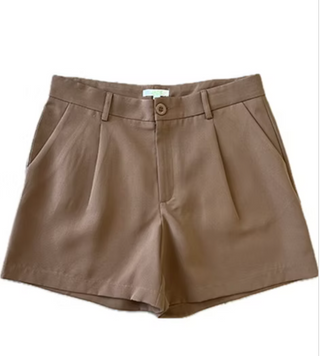 Front Pleated Short, Mocha