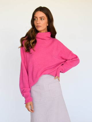 Relaxed Turtleneck, Lipstick Pink