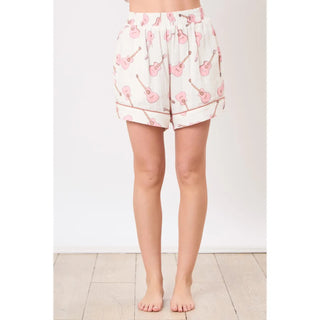 Guitar Pajama Shorts, White