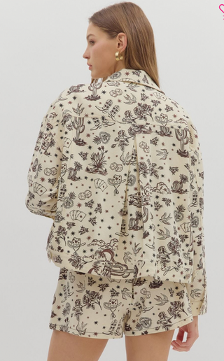 Western Denim Jacket, Cream