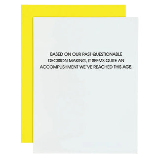 Questionable Decision Making Letterpress Greeting Card